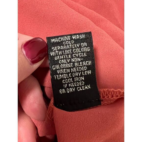 Catherine Malandrino Blouse Sheer Pleated Sleeve Blouse In Peach - Picture 6 of 6